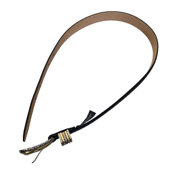 Vintage Brighton Classics Black Croc Embossed Leather Belt Womens Small 28 - Picture 3 of 10